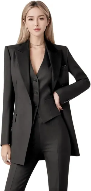 3 PC Women Suit for Work Professional Womens Tuxedo Suit Set Business Suit Blazer Vest Pants