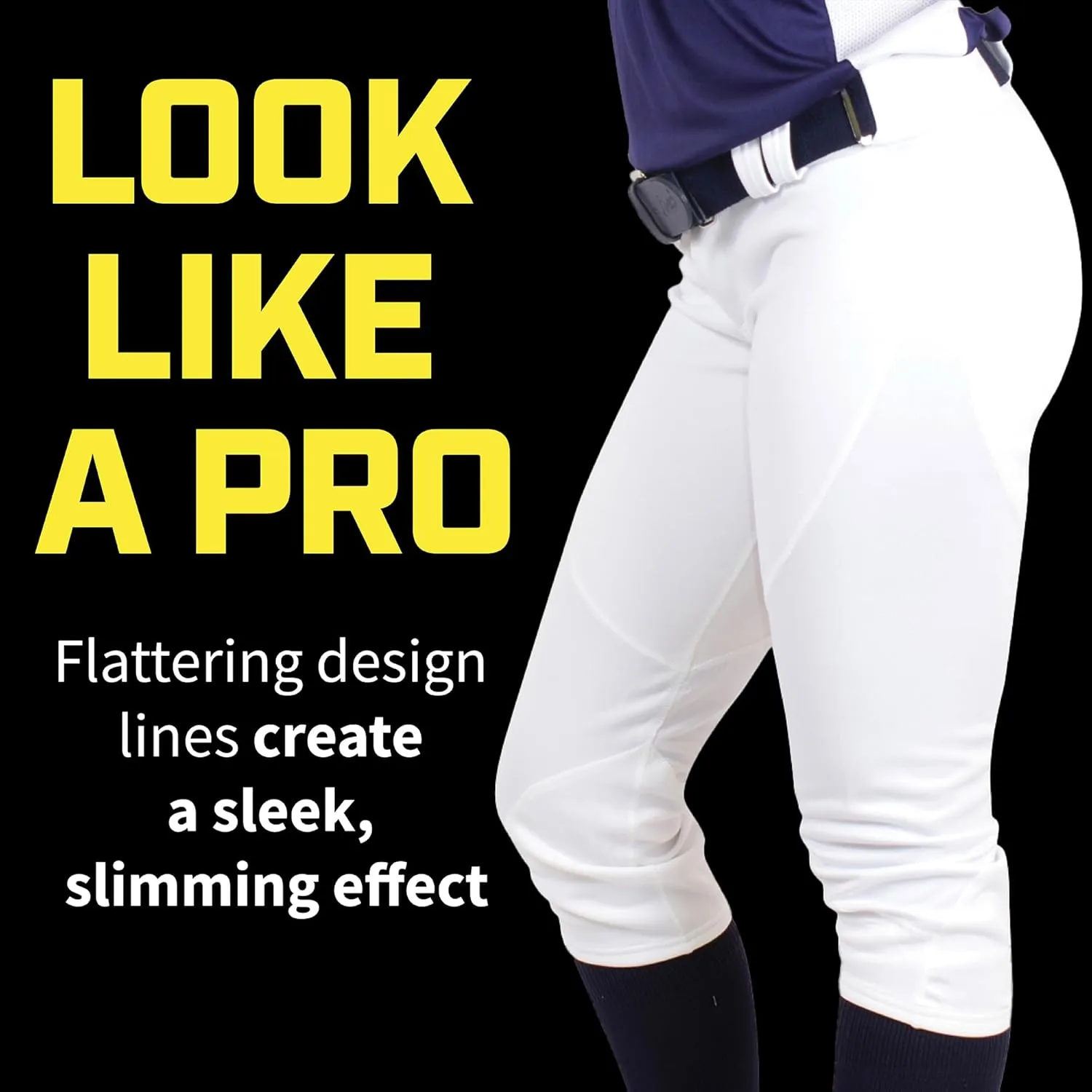 3N2 Women's Softball Pants NuFit Knickers -  Inch Belt Loops - Low-Rise Fit, Double Knee Reinforcement