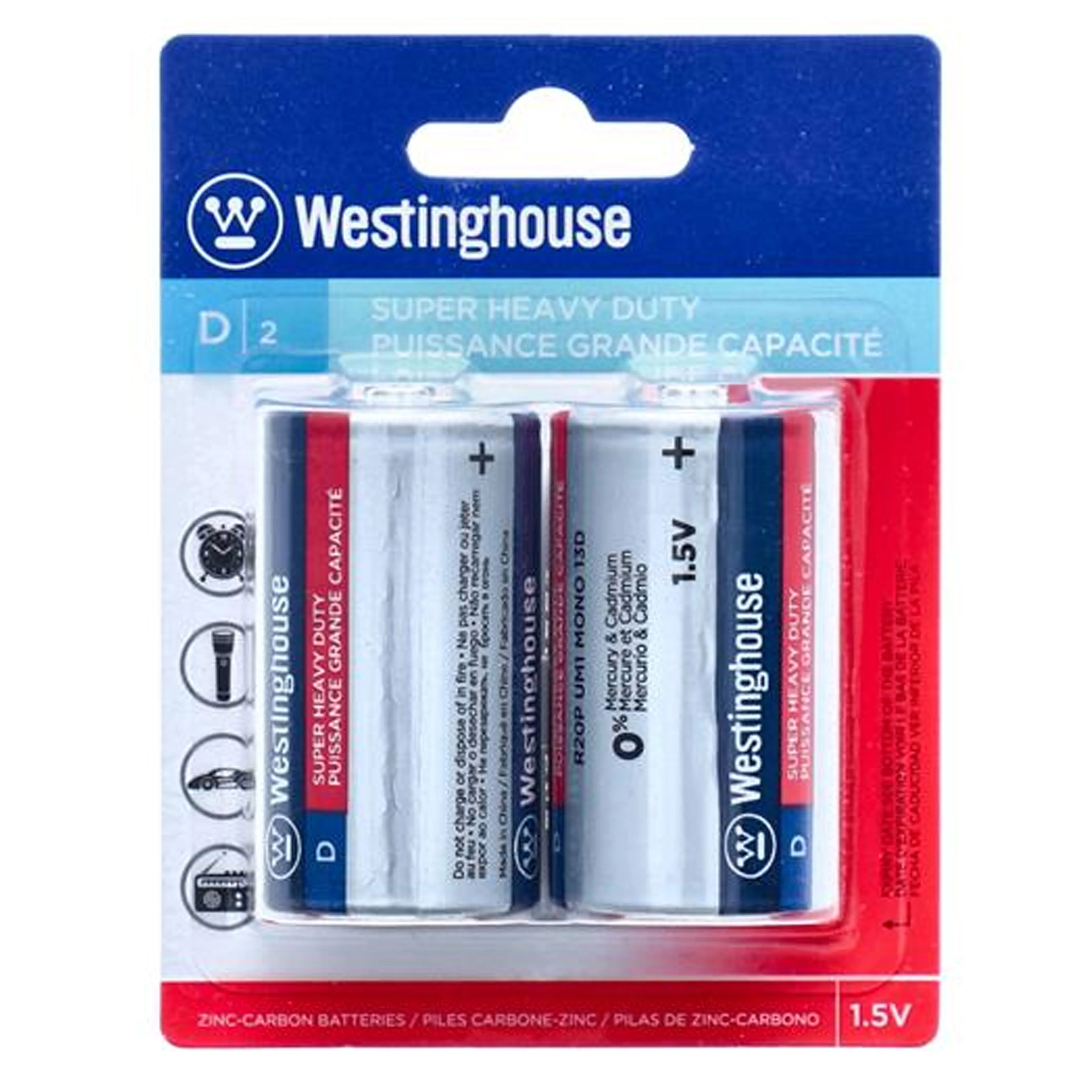 8 Pc Long Lasting Super Heavy Duty Size D Batteries 1.5V Zinc Carbon Power
