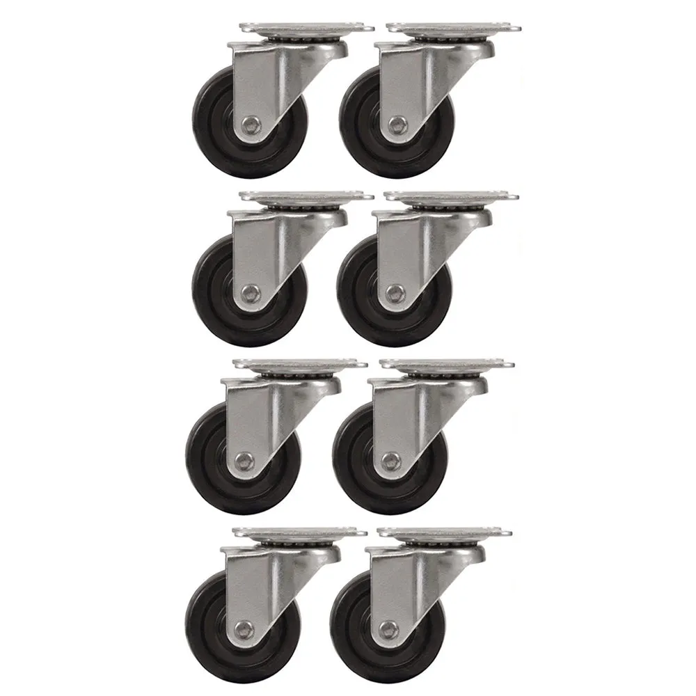8 Swivel Chair Casters 2" Wheels Heavy Duty Rubber Base Top Plate Bearing Office