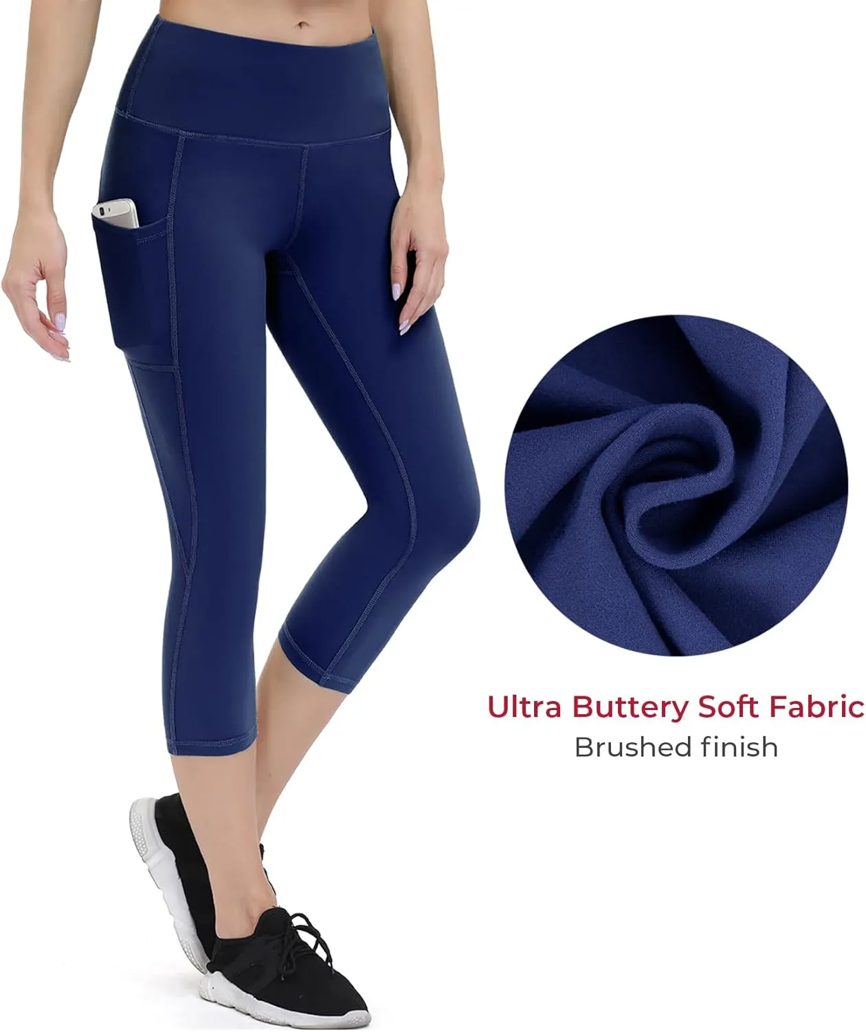 ALONG FIT Anti-Nail Leggings for Women, Non-See-Through Yoga Pants with Phone Pockets, Tummy Control Full-Length/Capri Tights