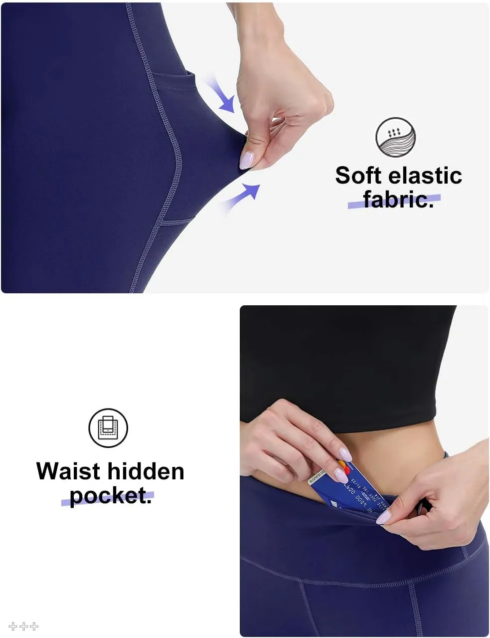 ALONG FIT Anti-Nail Leggings for Women, Non-See-Through Yoga Pants with Phone Pockets, Tummy Control Full-Length/Capri Tights