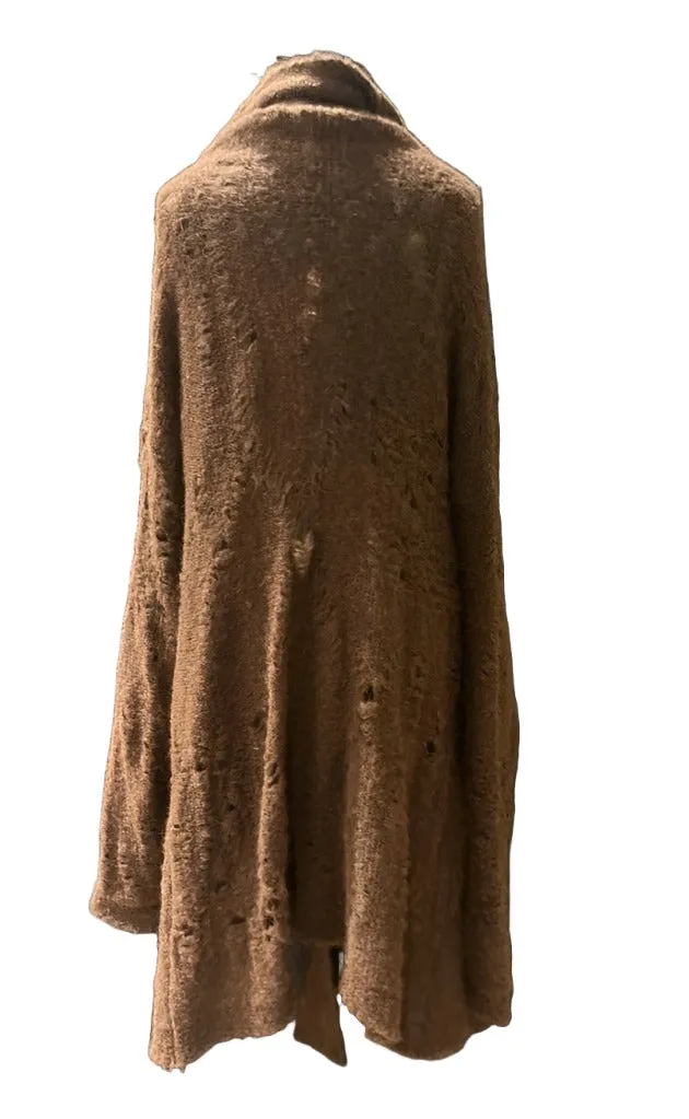 Alpaca Distressed spider lace cardigan - Charcoal grey