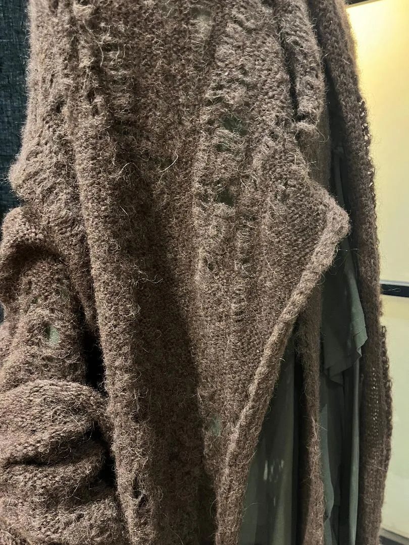 Alpaca Distressed spider lace cardigan -Mocca