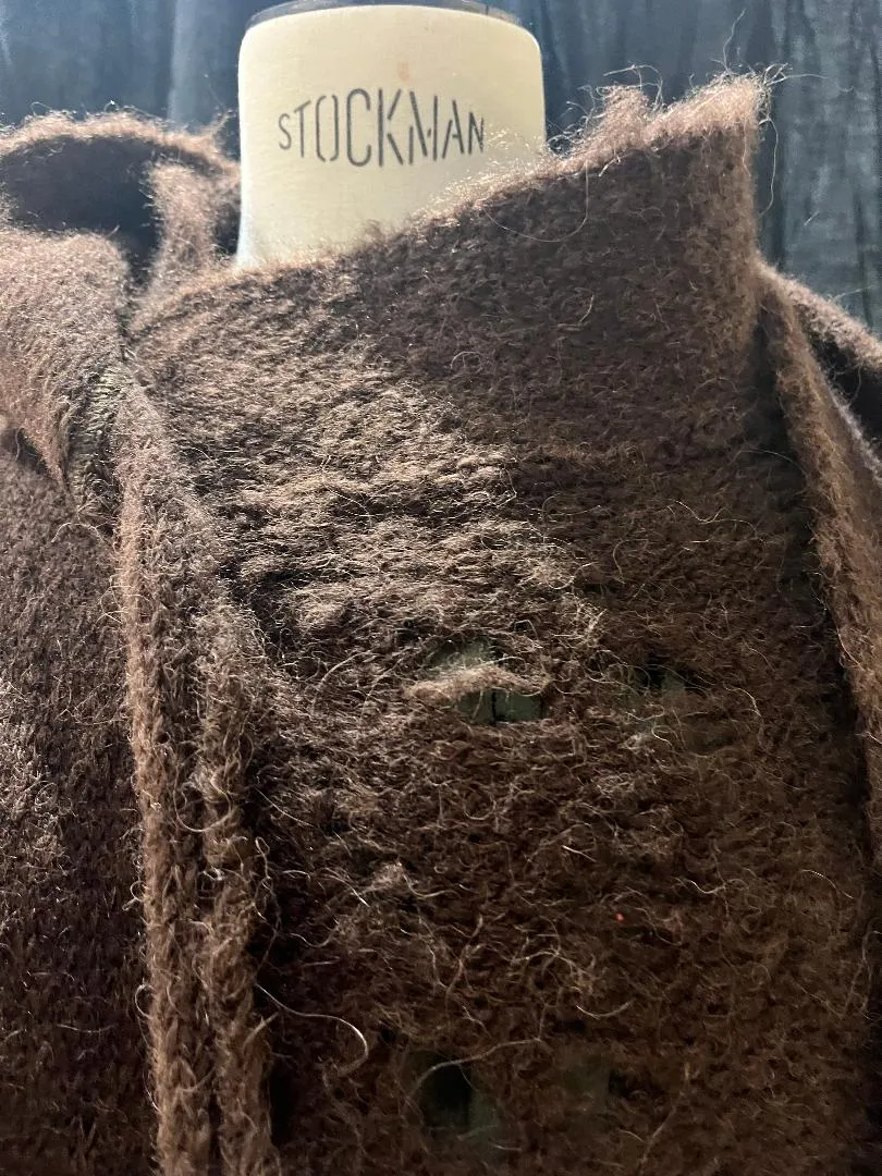 Alpaca Distressed spider lace cardigan -Mocca