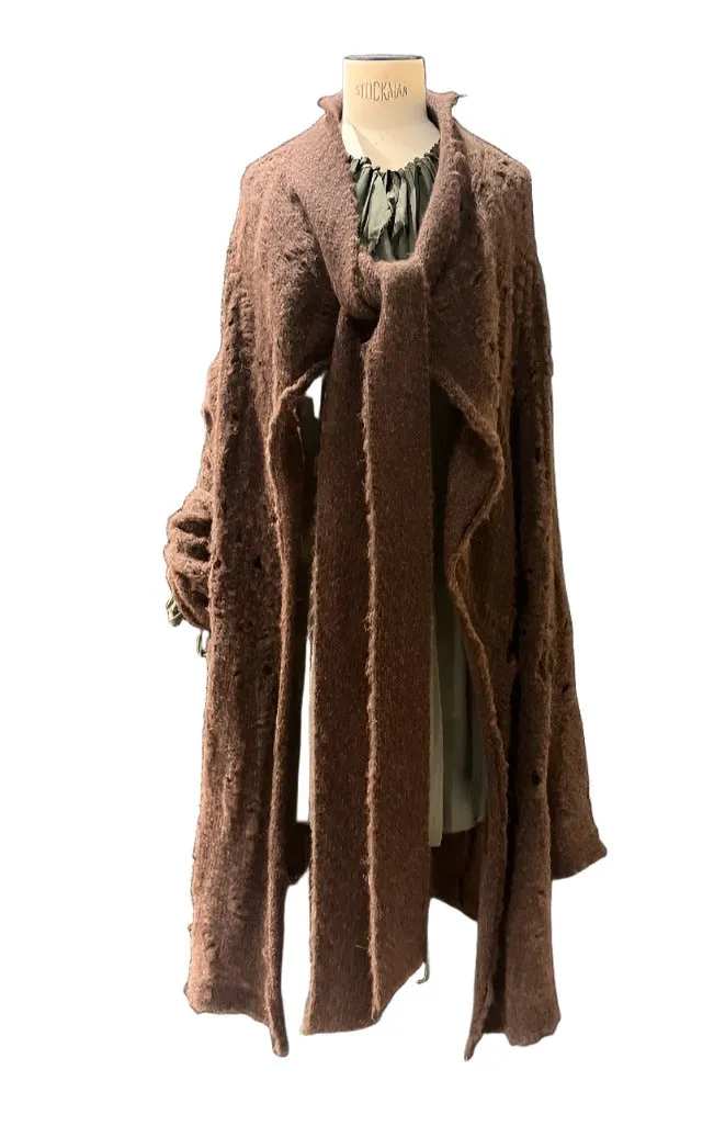 Alpaca Distressed spider lace cardigan -Mocca