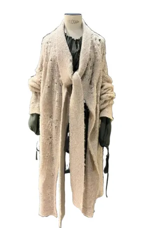 Alpaca Distressed spider lace cardigan - Oat