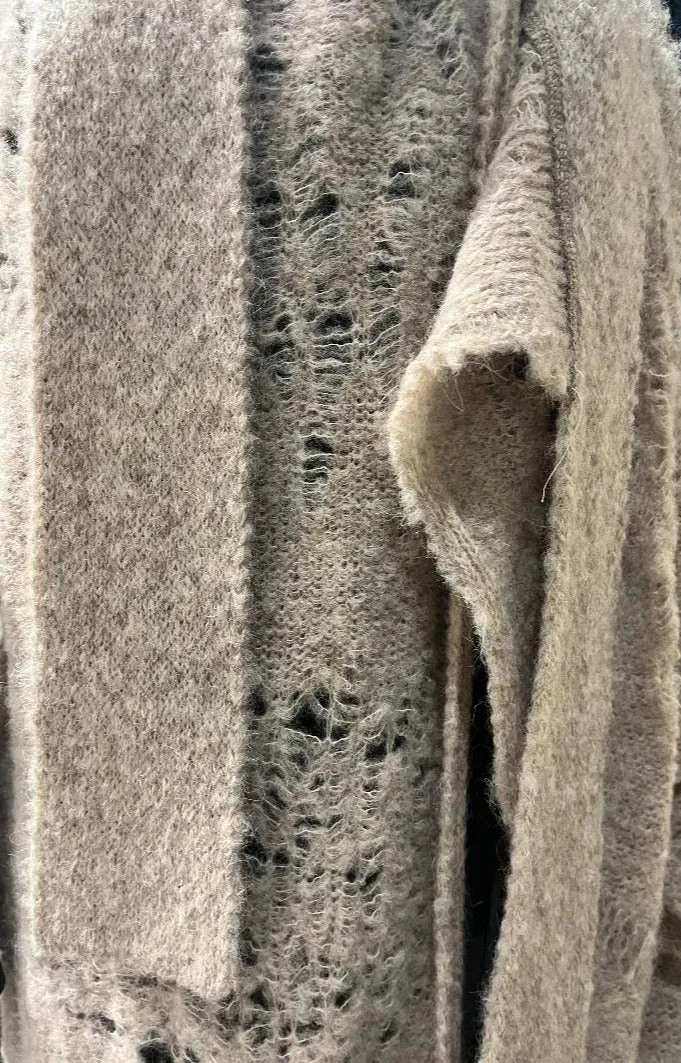 Alpaca Distressed spider lace cardigan - Oat