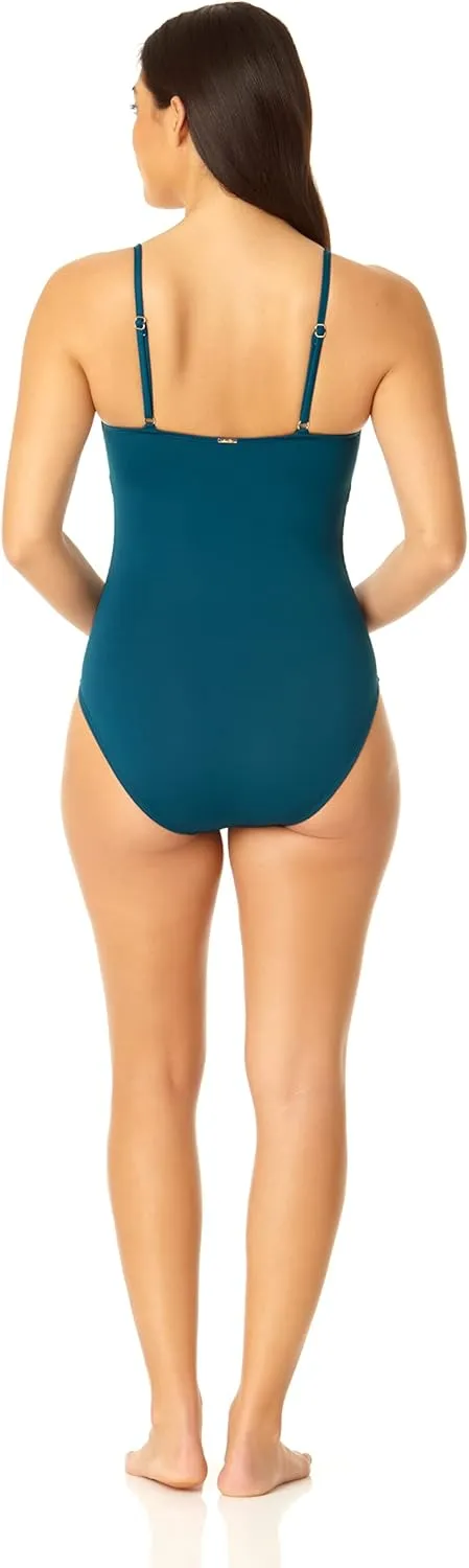 Anne Cole - Live in Color Shirred Lingerie Maillot One Piece Swimsuit-8-Strawberry