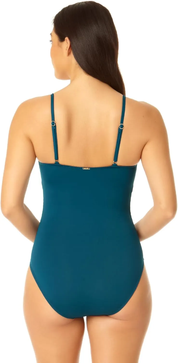 Anne Cole - Live in Color Shirred Lingerie Maillot One Piece Swimsuit-8-Strawberry