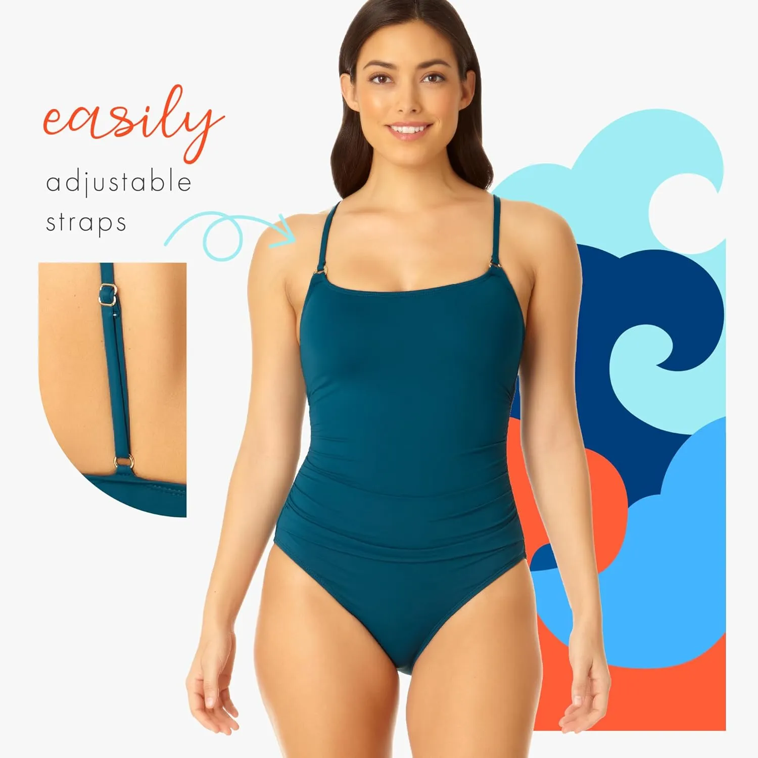 Anne Cole - Live in Color Shirred Lingerie Maillot One Piece Swimsuit-8-Strawberry
