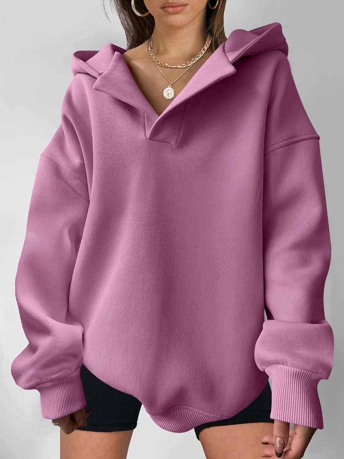 ANRABESS Womens Oversized Hoodies V Neck Sweatshirts Long Sleeve Pullover Casual Fall Teen Girls Preppy Clothes 2025 Trendy