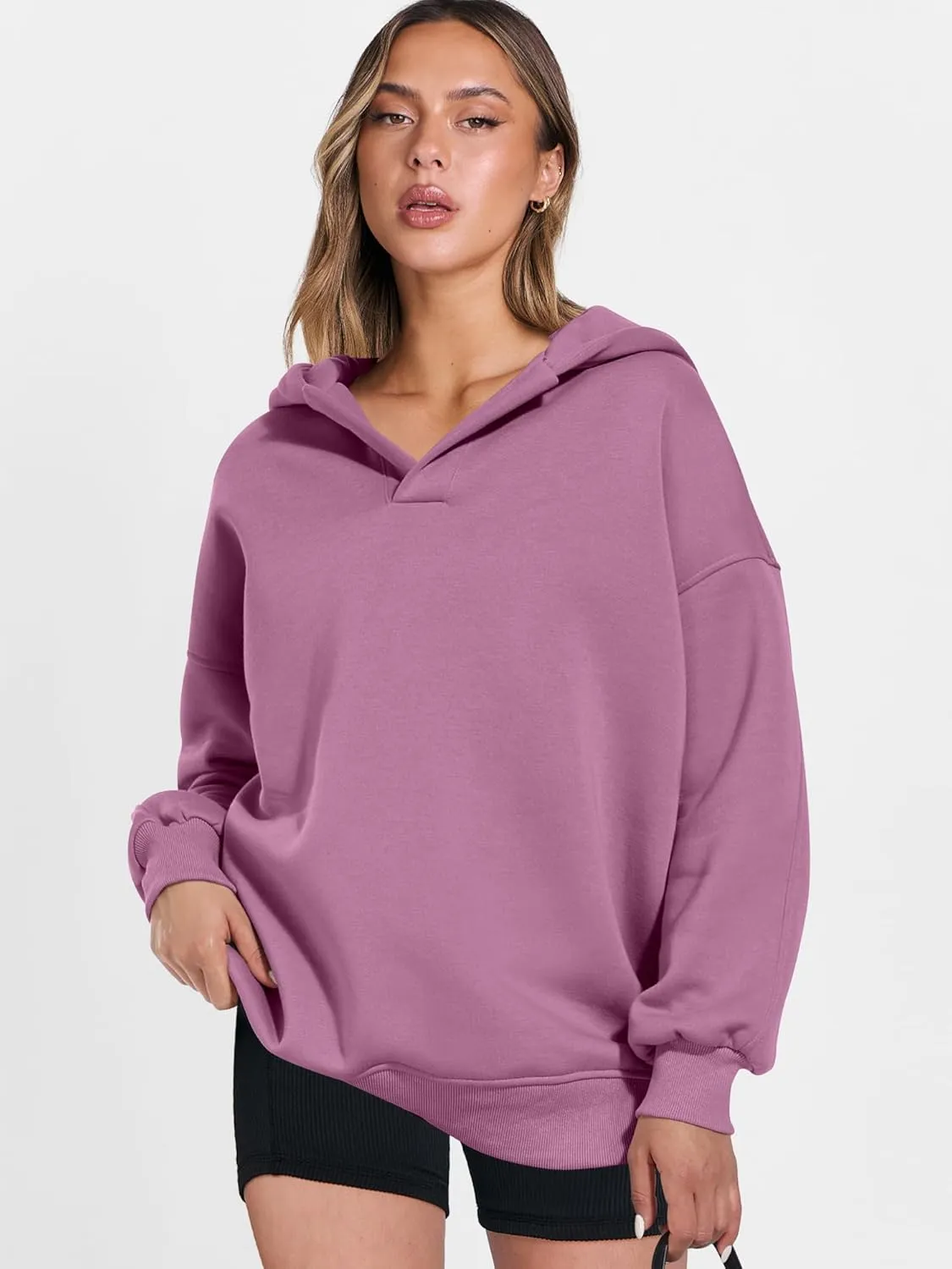 ANRABESS Womens Oversized Hoodies V Neck Sweatshirts Long Sleeve Pullover Casual Fall Teen Girls Preppy Clothes 2025 Trendy