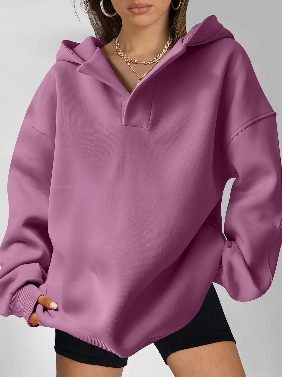 ANRABESS Womens Oversized Hoodies V Neck Sweatshirts Long Sleeve Pullover Casual Fall Teen Girls Preppy Clothes 2025 Trendy