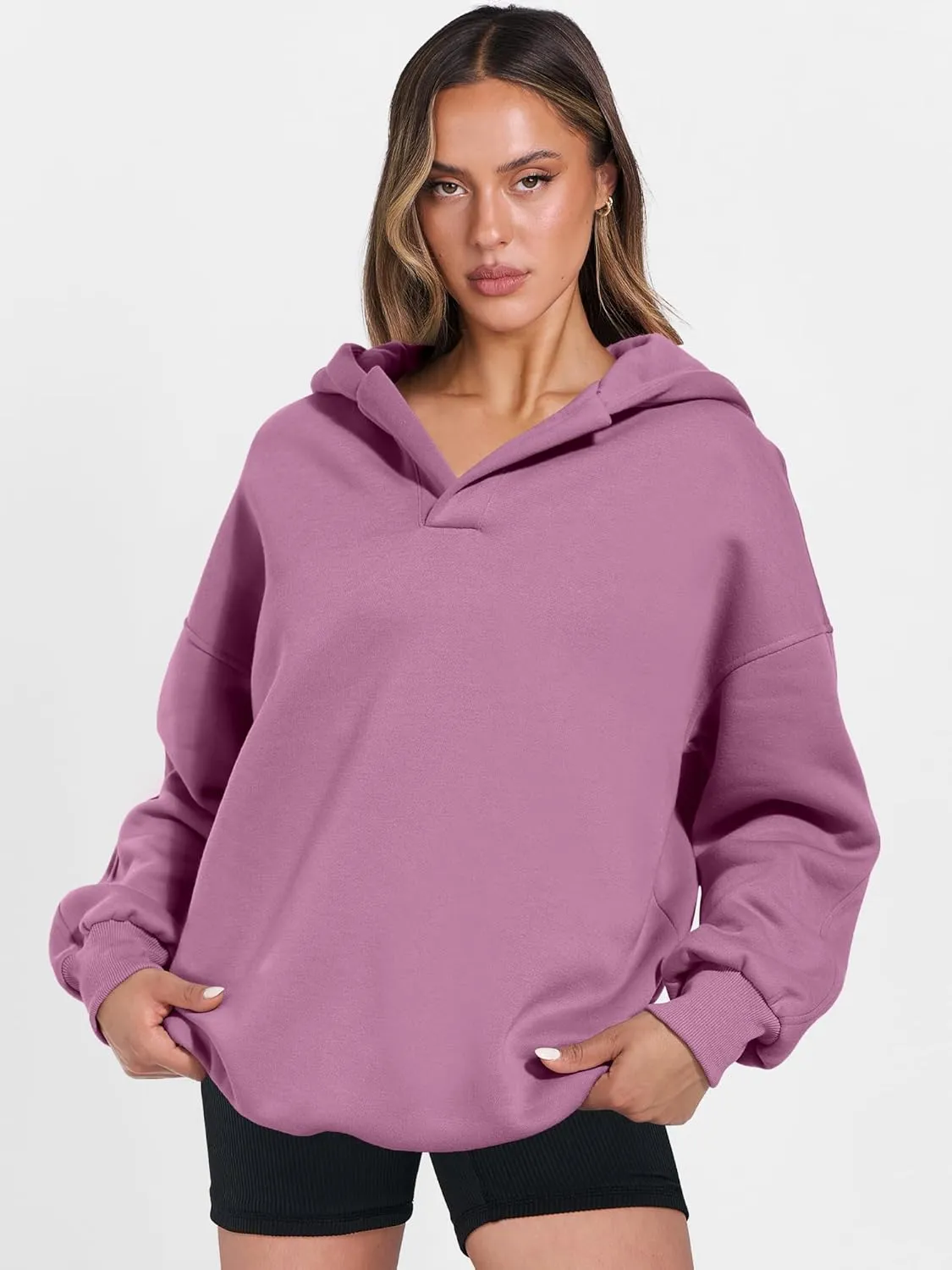 ANRABESS Womens Oversized Hoodies V Neck Sweatshirts Long Sleeve Pullover Casual Fall Teen Girls Preppy Clothes 2025 Trendy