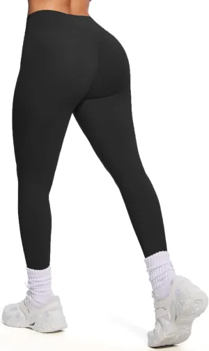 Aoxjox Womens Workout Leggings Hidden Scrunch Butt Lifting High Waist Tummy Control Gym Training Yoga Pants 25"/27"/28.5"
