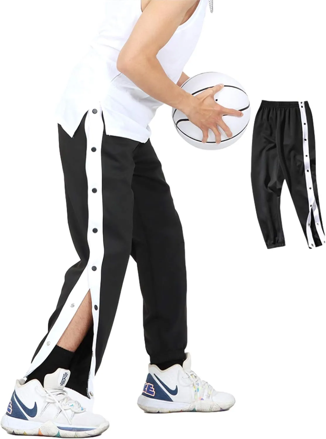 Auyz Men's Youth Boys Loose Fit Tear-Away Pants Snap Button Sports Running Basketball Sweatpants