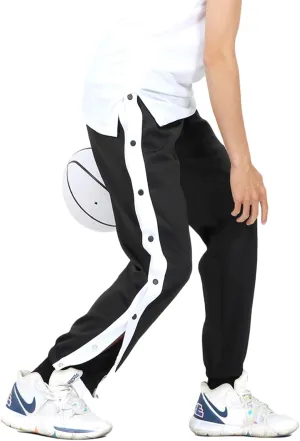 Auyz Men's Youth Boys Loose Fit Tear-Away Pants Snap Button Sports Running Basketball Sweatpants