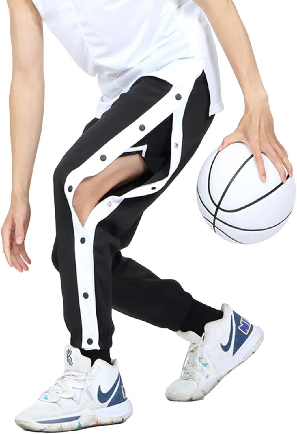 Auyz Men's Youth Boys Loose Fit Tear-Away Pants Snap Button Sports Running Basketball Sweatpants