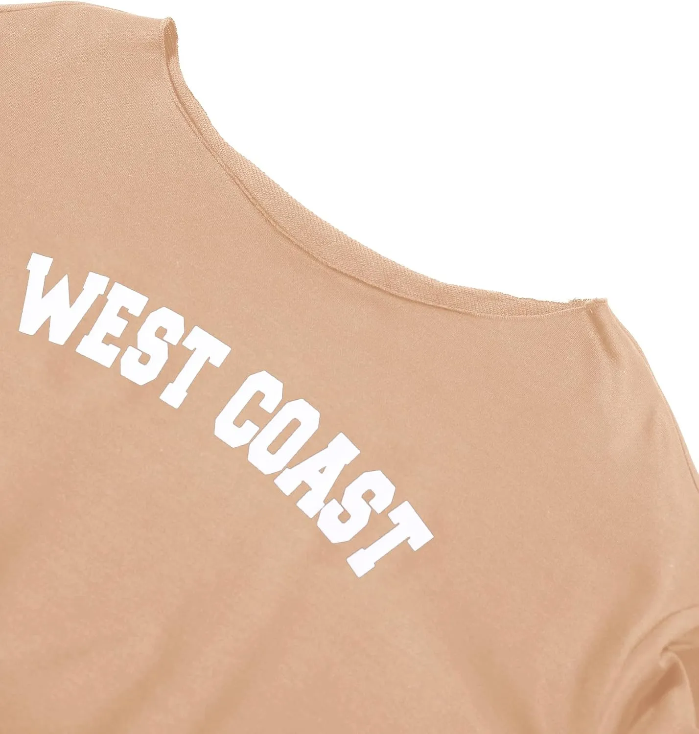 Avanova Women West Coast Graphic Off Shoulder Sweatshirt Boat Neck Long Sleeve Oversized Pullover Shirt