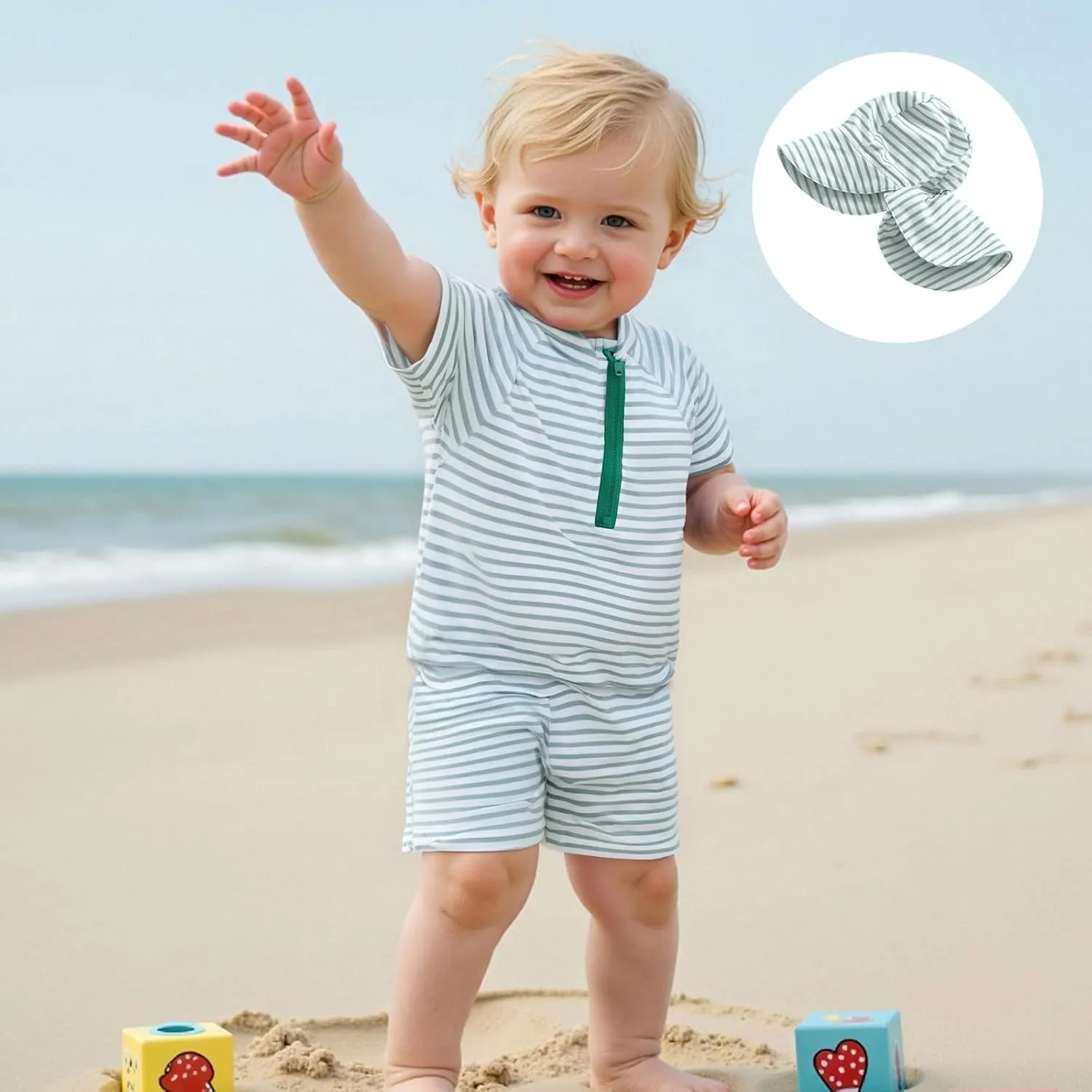 Baby Toddler Boys Swimsuit Infant Girl Swimsuits 6 12 18 24M 2T 3T 4T Bathing Suit Swimwear 3Pcs Set Rash Guard Hat