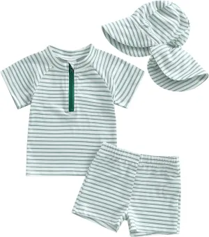Baby Toddler Boys Swimsuit Infant Girl Swimsuits 6 12 18 24M 2T 3T 4T Bathing Suit Swimwear 3Pcs Set Rash Guard Hat