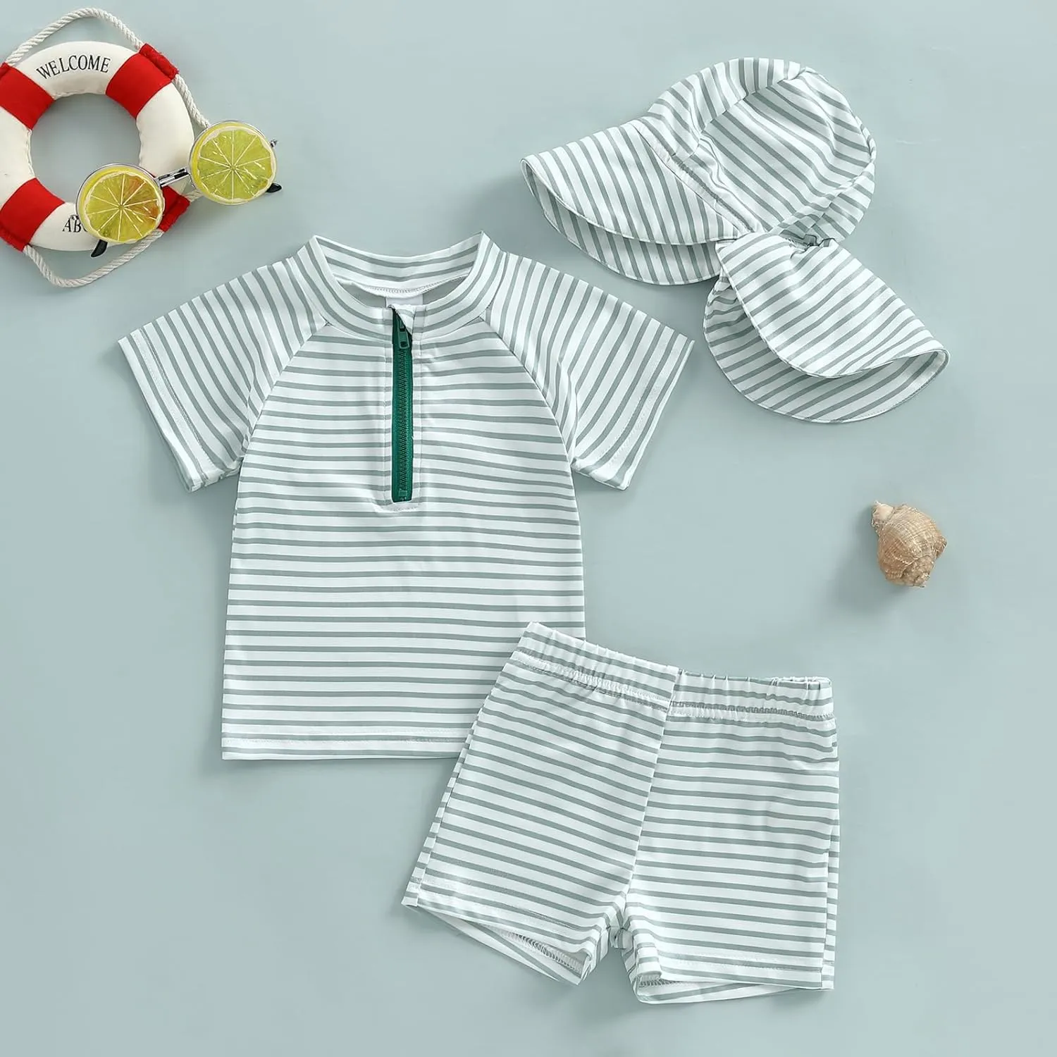 Baby Toddler Boys Swimsuit Infant Girl Swimsuits 6 12 18 24M 2T 3T 4T Bathing Suit Swimwear 3Pcs Set Rash Guard Hat