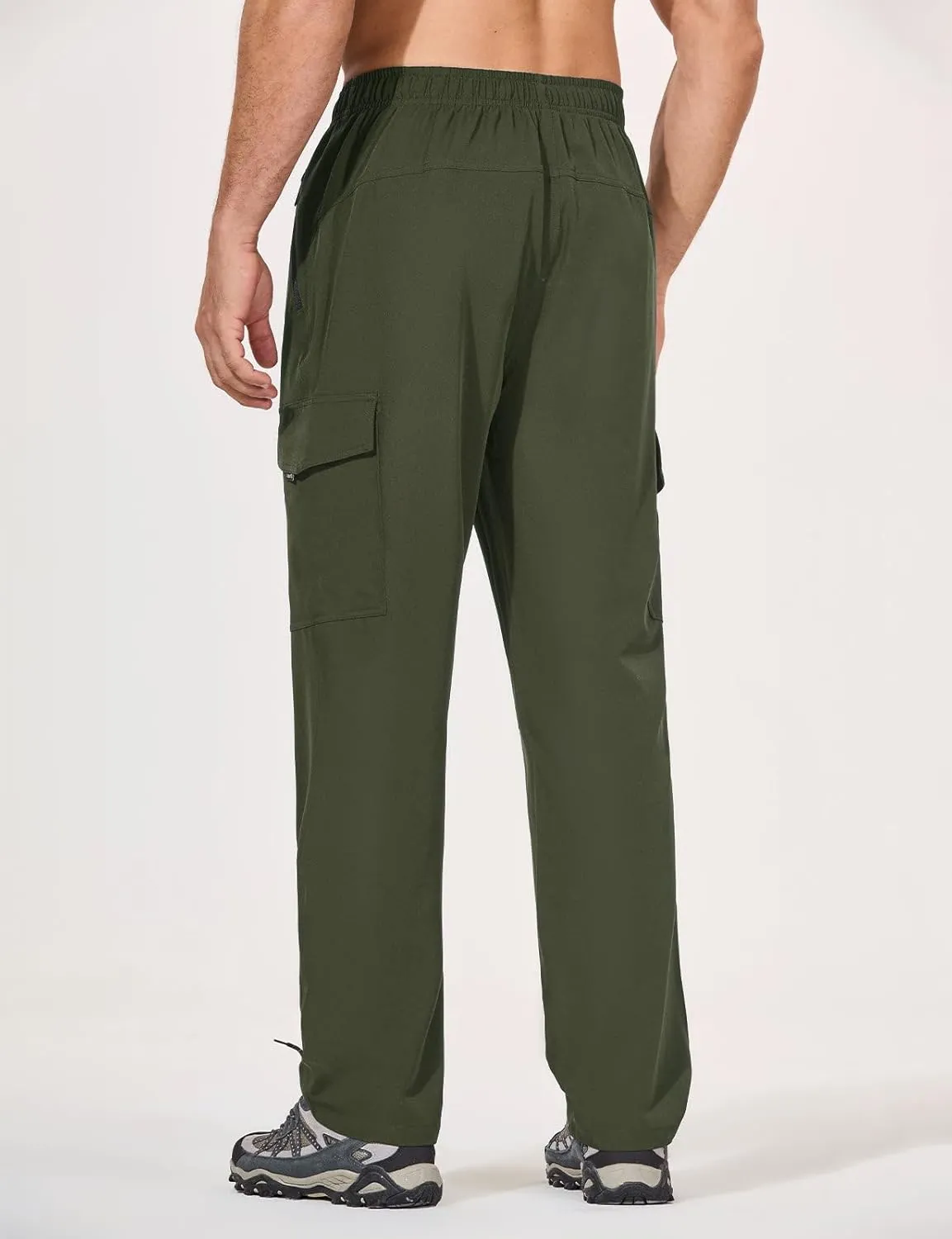 baleaf Men's Hiking Pants Water Resistant Cargo Quick Dry Travel Elastic Waist with Zip Pockets UPF 50  for Work Running