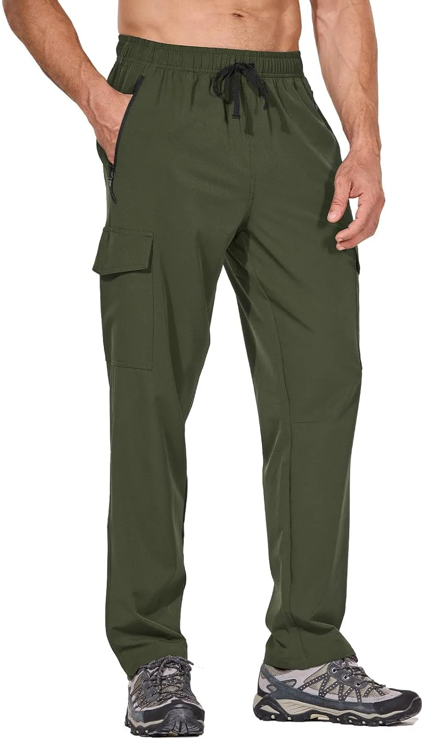 baleaf Men's Hiking Pants Water Resistant Cargo Quick Dry Travel Elastic Waist with Zip Pockets UPF 50  for Work Running