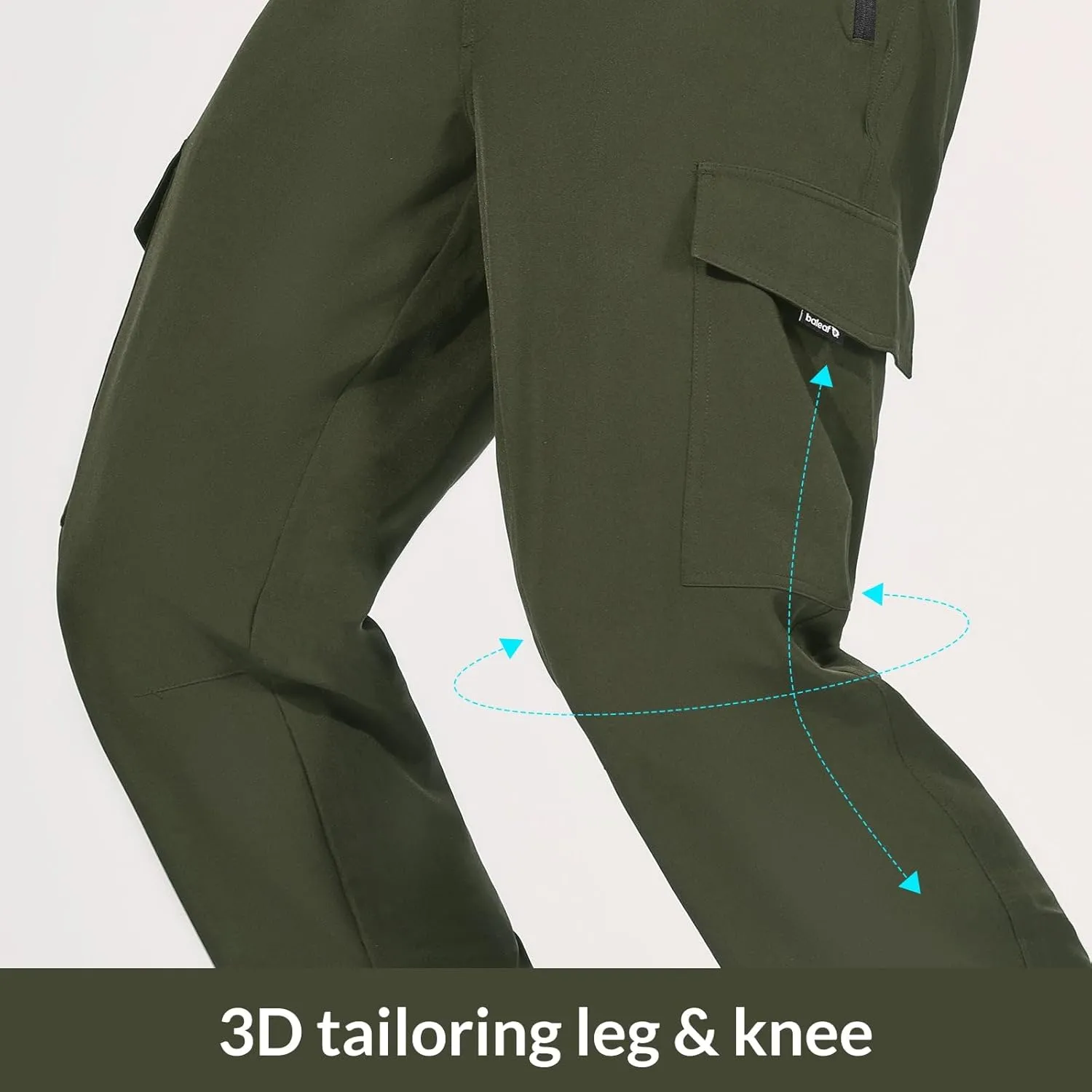 baleaf Men's Hiking Pants Water Resistant Cargo Quick Dry Travel Elastic Waist with Zip Pockets UPF 50  for Work Running
