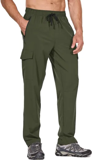 baleaf Men's Hiking Pants Water Resistant Cargo Quick Dry Travel Elastic Waist with Zip Pockets UPF 50  for Work Running