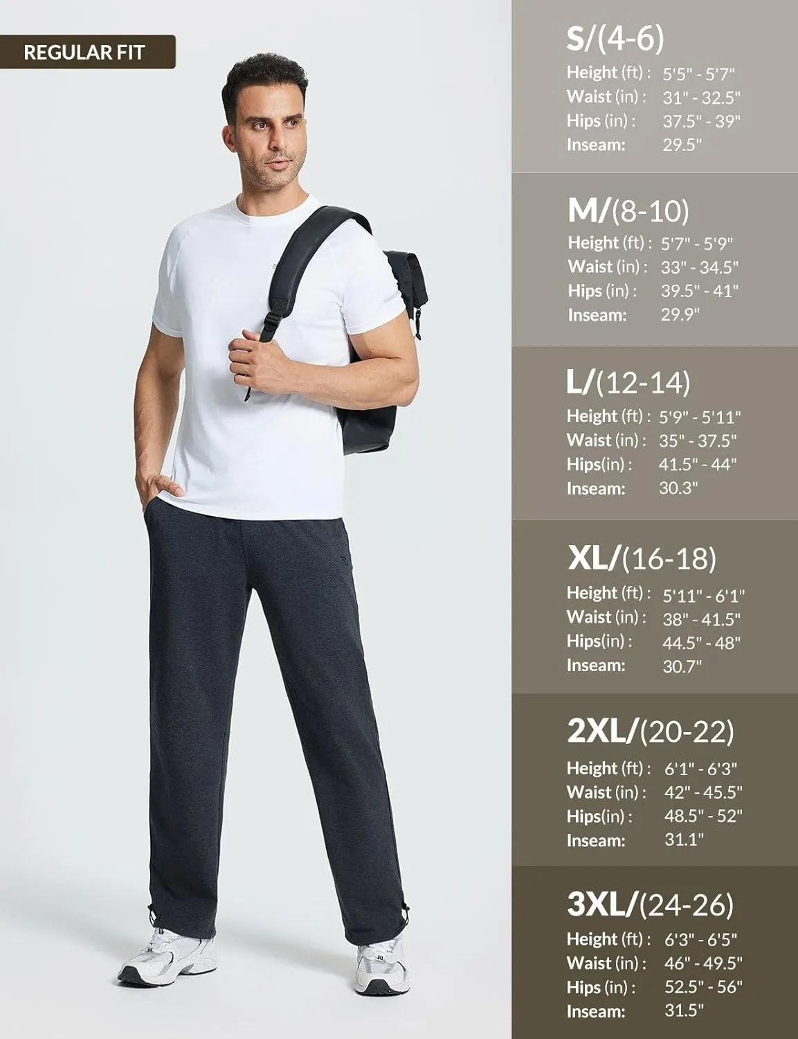 baleaf Men's Sweatpants Casual Lounge Cotton Pajama Yoga Pants Open Bottom Straight Leg Male Sweat Pants with Pockets