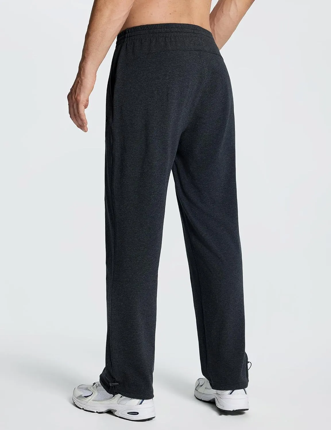 baleaf Men's Sweatpants Casual Lounge Cotton Pajama Yoga Pants Open Bottom Straight Leg Male Sweat Pants with Pockets