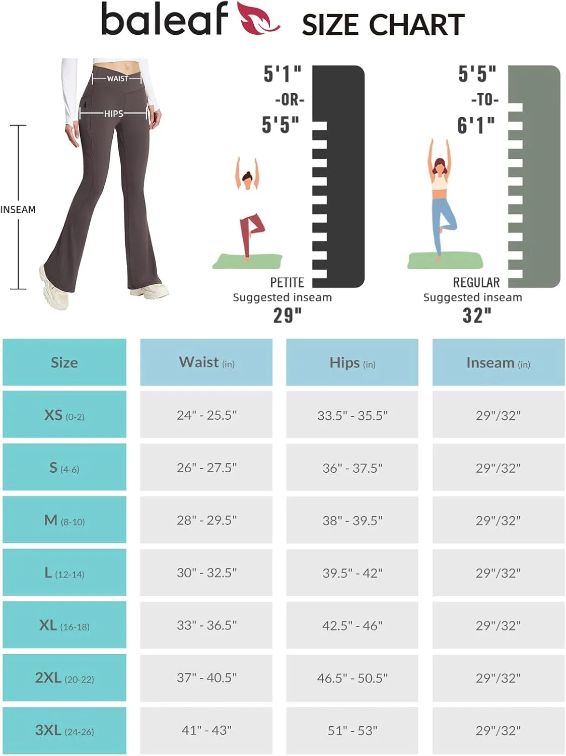 baleaf Women's Flare Leggings with Zipper Pockets Crossover High Waist Bootcut Yoga Pants Tummy Control Bell Bottom Leggings