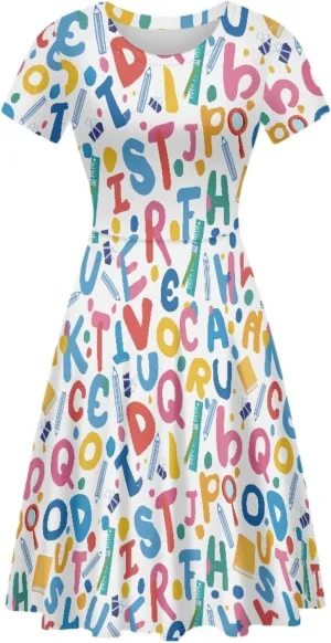 Belidome Women Summer Swing Midi Dress with Sleeves Causal Loose Fit Elegant Size S-4XL Clothes