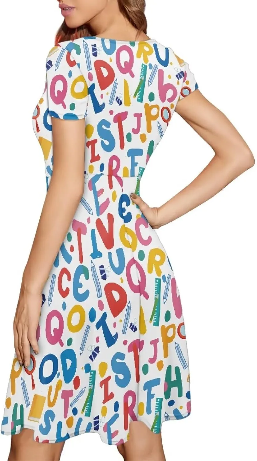 Belidome Women Summer Swing Midi Dress with Sleeves Causal Loose Fit Elegant Size S-4XL Clothes