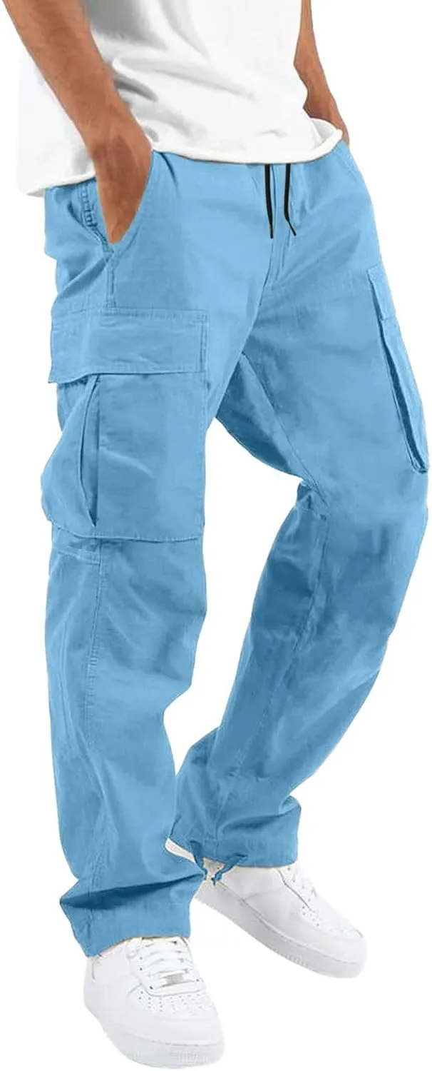 Big and Tall Sweatpants for Men Sports Hiking Work Pants Men's Hip Hop Harem Pants Joggers Linen Drawstring Elastic
