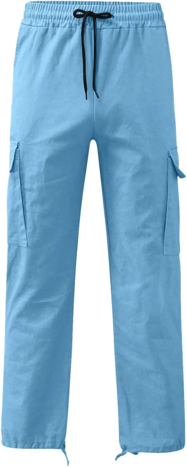 Big and Tall Sweatpants for Men Sports Hiking Work Pants Men's Hip Hop Harem Pants Joggers Linen Drawstring Elastic