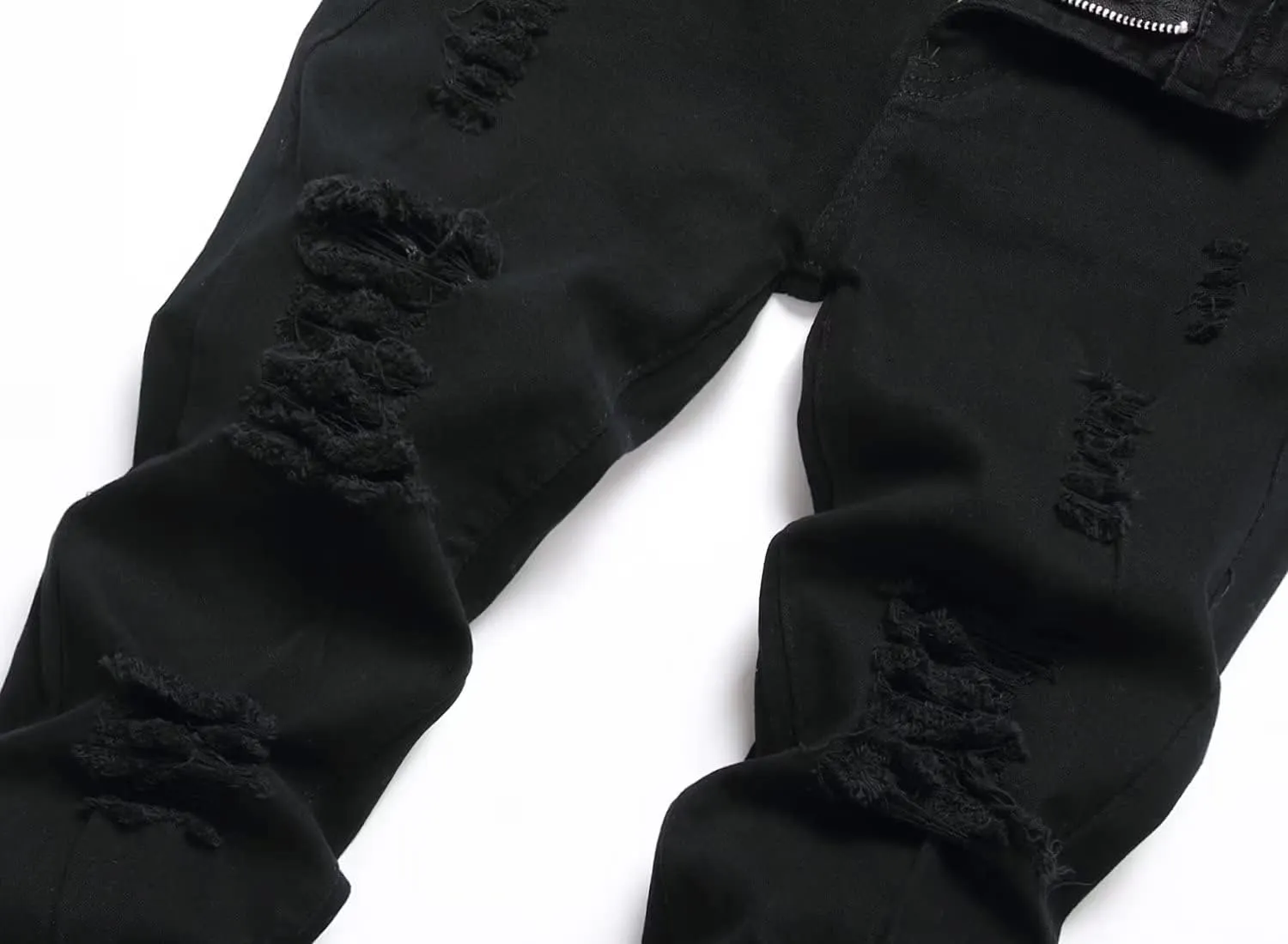 Boy's Skinny Fit Ripped Destroyed Distressed Stretch Slim Moto Biker Fashion Denim Jeans with Holes