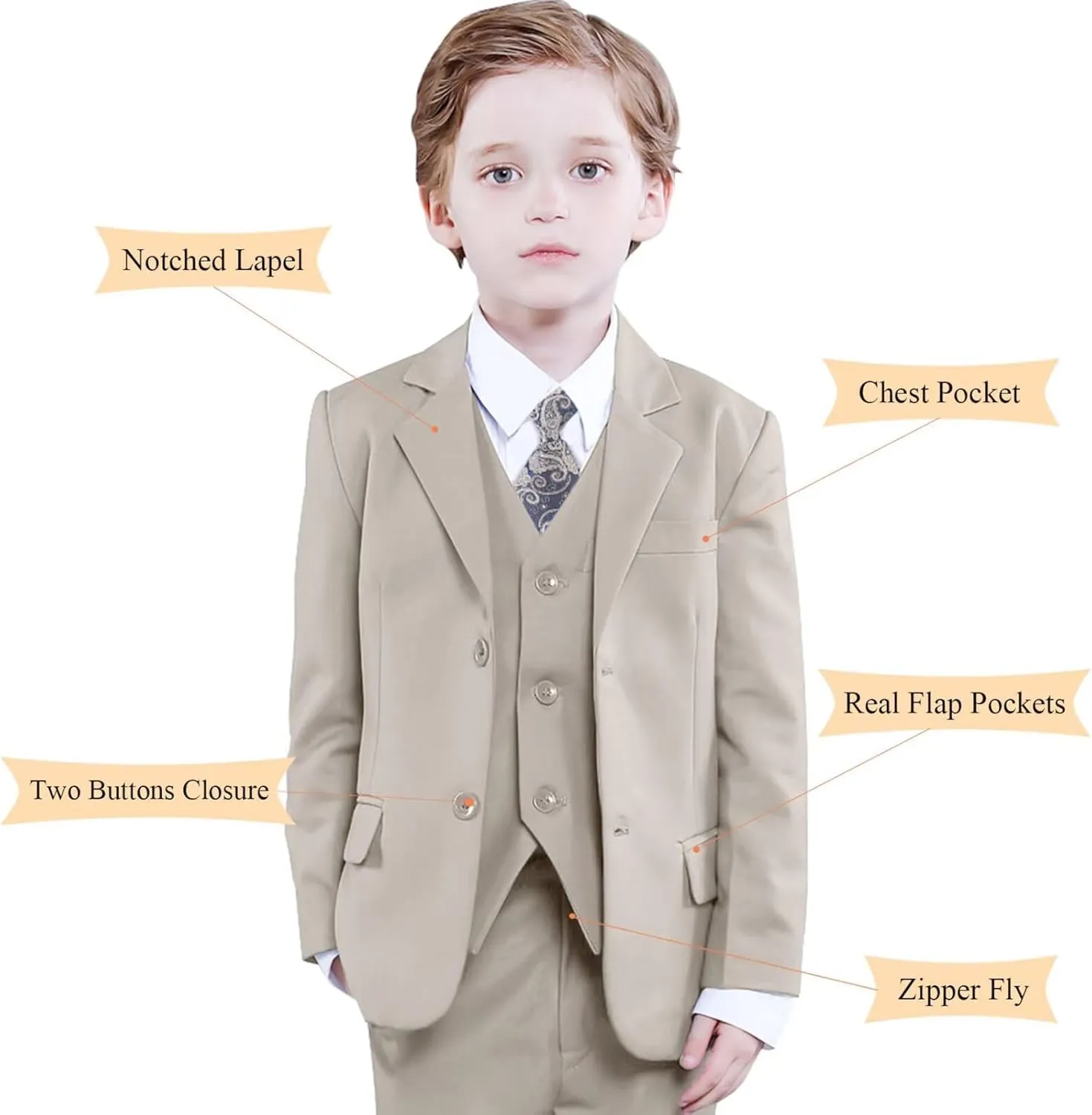 Boys Suits Slim Fit Toddler Tuxedo Suit Set for Teen Boys Communion Dress Clothes Kids Wedding Ring Bearer Outfit