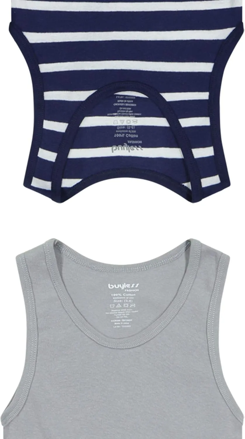 Buyless Fashion Boys Scoop Neck Tagless Undershirts Soft Cotton Tank Top (12 Pack)