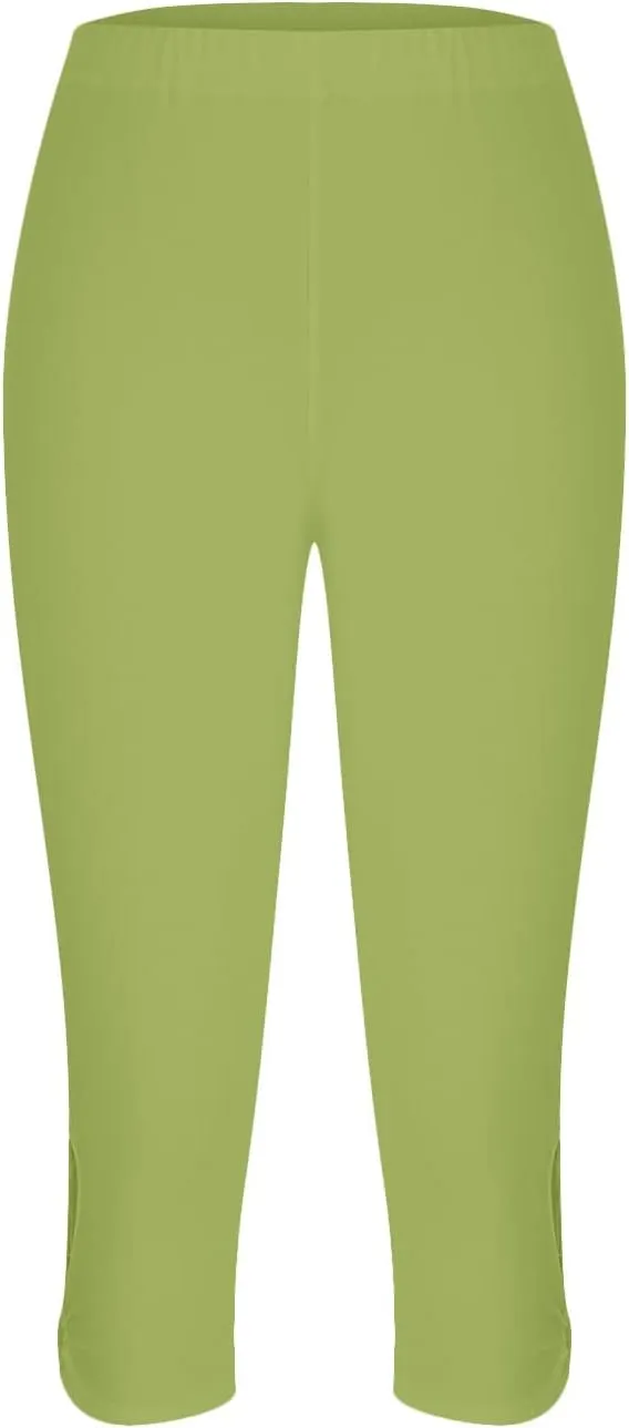 Capri Leggings for Women High Waist Stretch Workout Bottom Cropped Trousers Side Hollow Out Hem Slimming Yoga Pants
