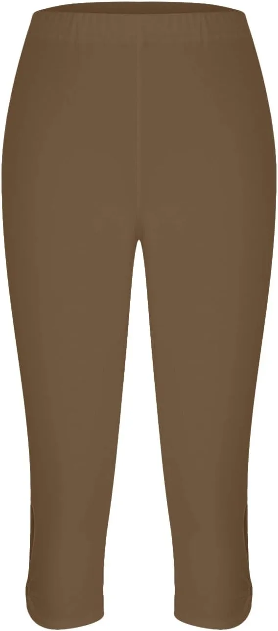 Capri Leggings for Women High Waist Stretch Workout Bottom Cropped Trousers Side Hollow Out Hem Slimming Yoga Pants