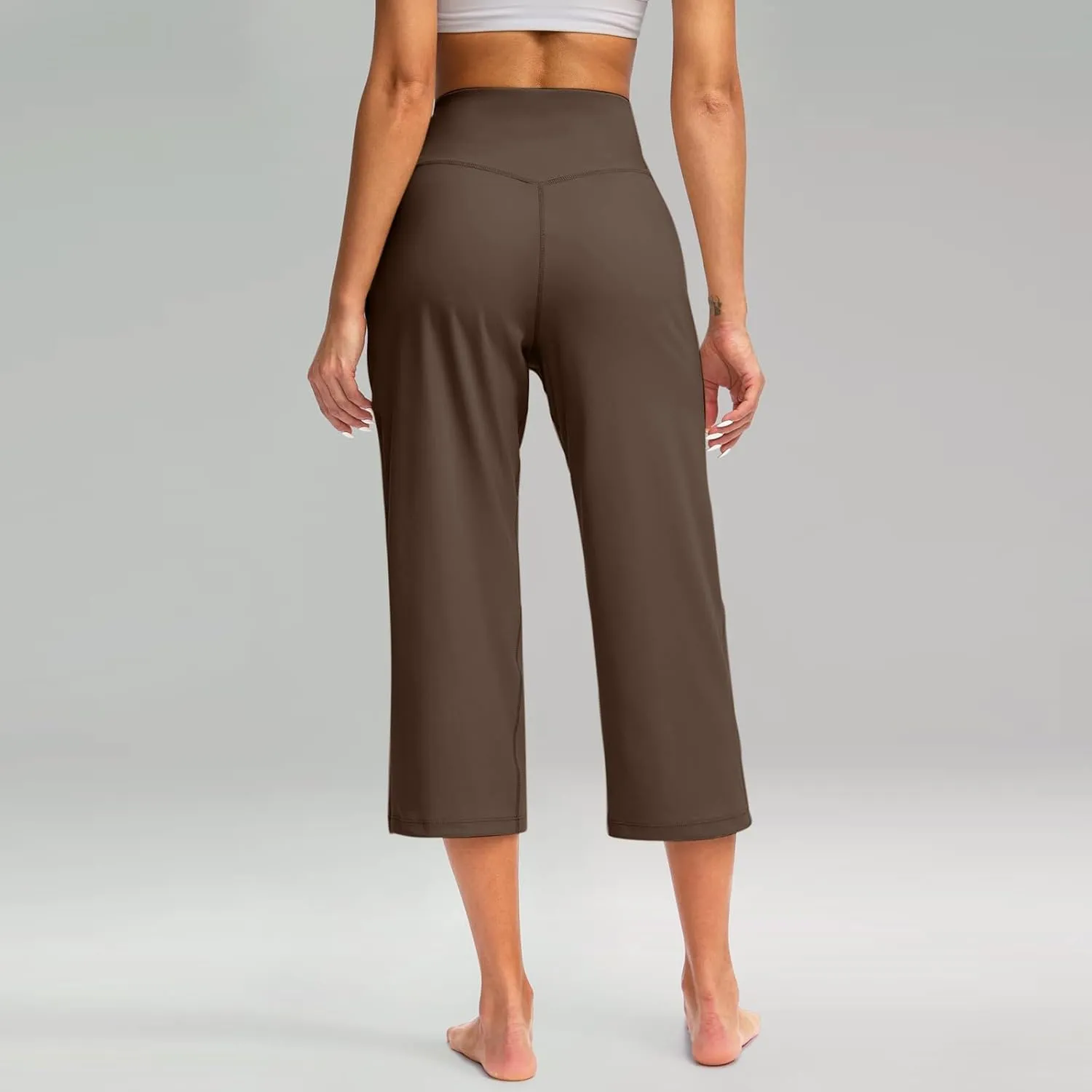 Capri Pants for Women Summer Casual Elastic Waist Wide Leg Cropped Trousers Plus Size Tummy Control Petite Yoga Pants