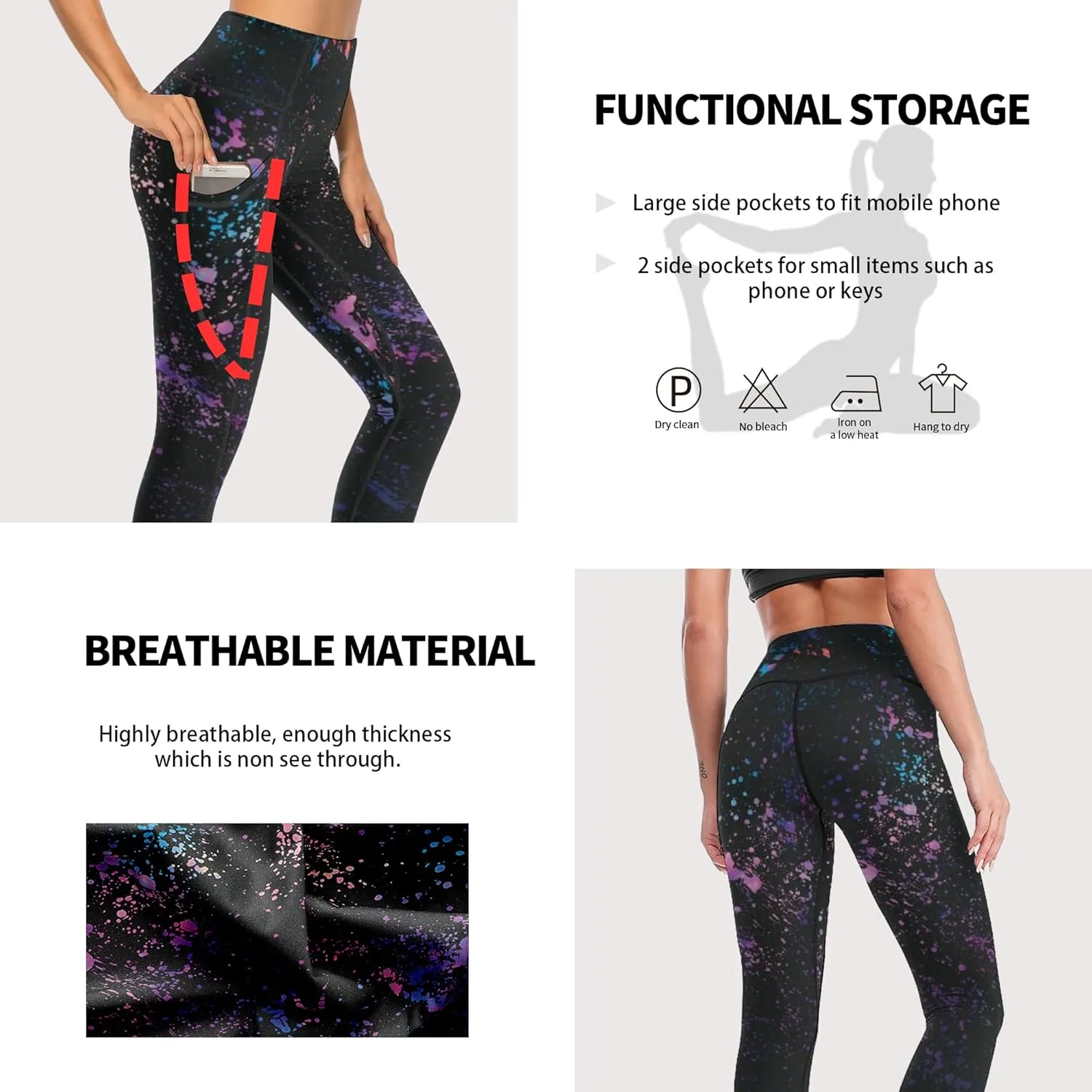 Cerburny High Waisted Exercise Yoga Pants with Pockets Workout Leggings for Women Running Pants