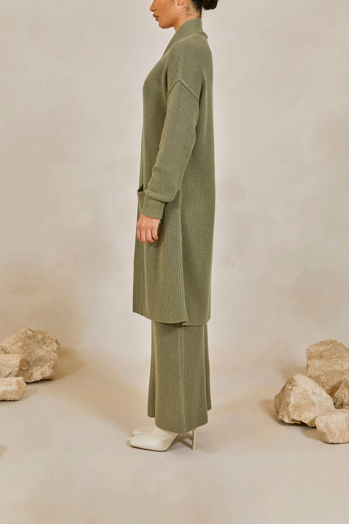 Chunky Knit  Cardigan - Sage
