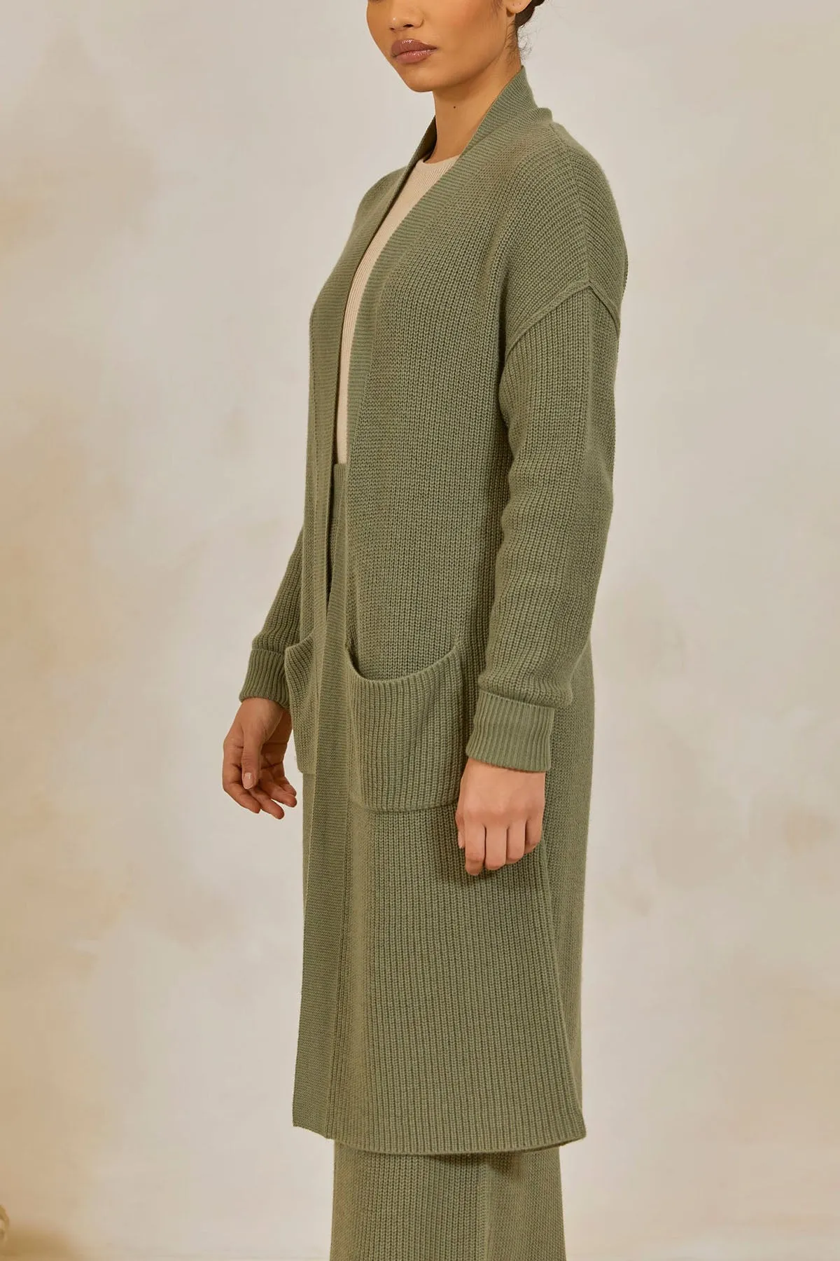 Chunky Knit  Cardigan - Sage