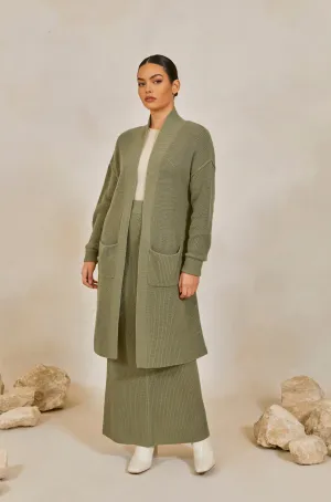 Chunky Knit  Cardigan - Sage