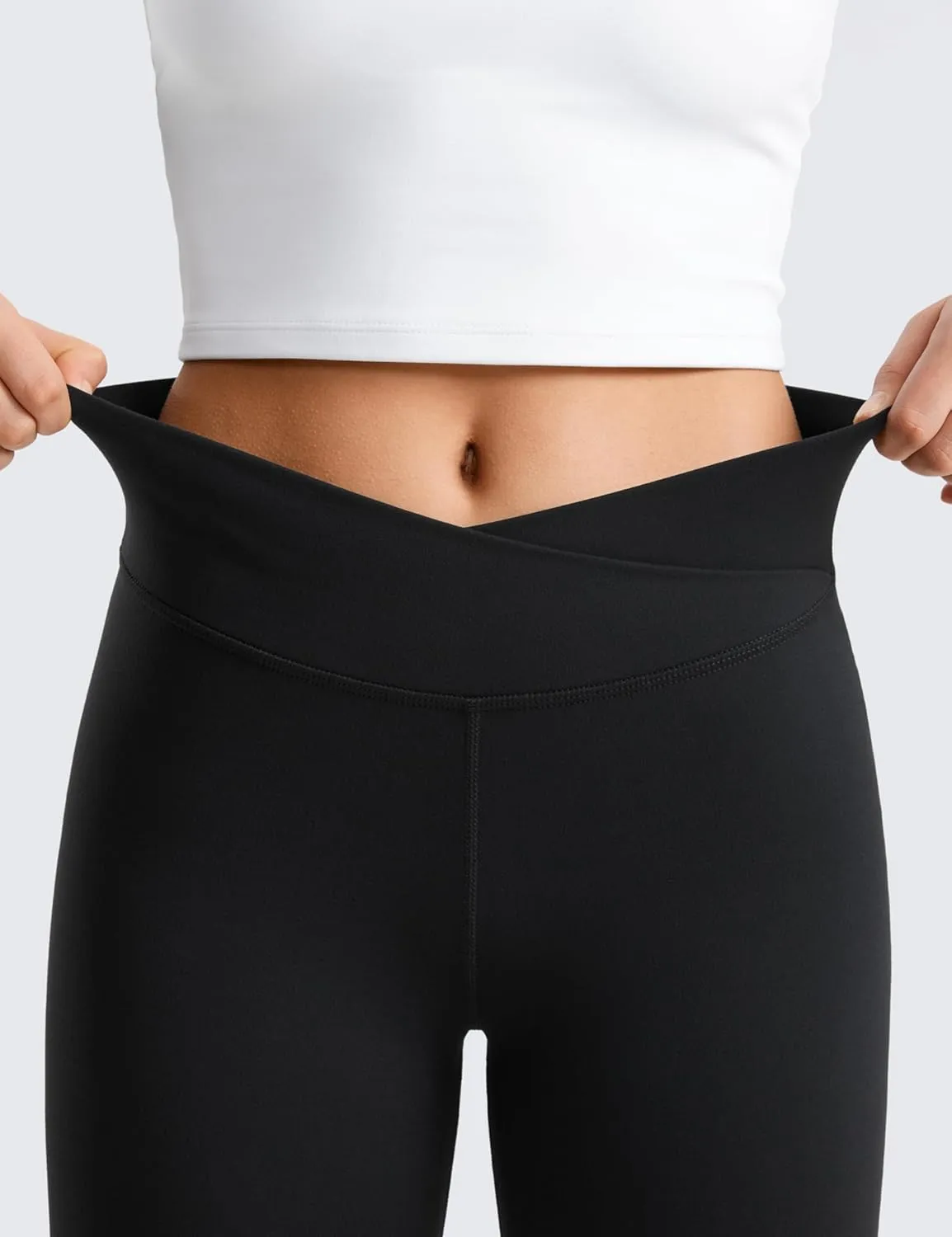 CRZ YOGA Girls Butterluxe Crossover Athletic Leggings - High Waist V Cross Kids Lounge Pants Yoga Active Dance Running Tights