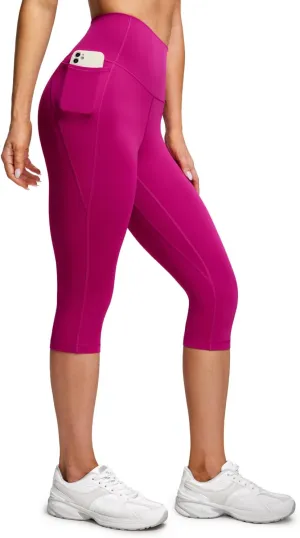 CRZ YOGA Womens Butterluxe Workout Capri Leggings with Pockets 17 Inches - High Waisted Crop Gym Yoga Pants Buttery Soft